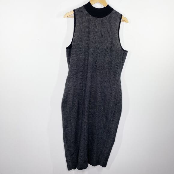 Express Grey Black Knit Mock Neck Sleeveless Sheath Dress Women's Size XLarge XL - Picture 1 of 9